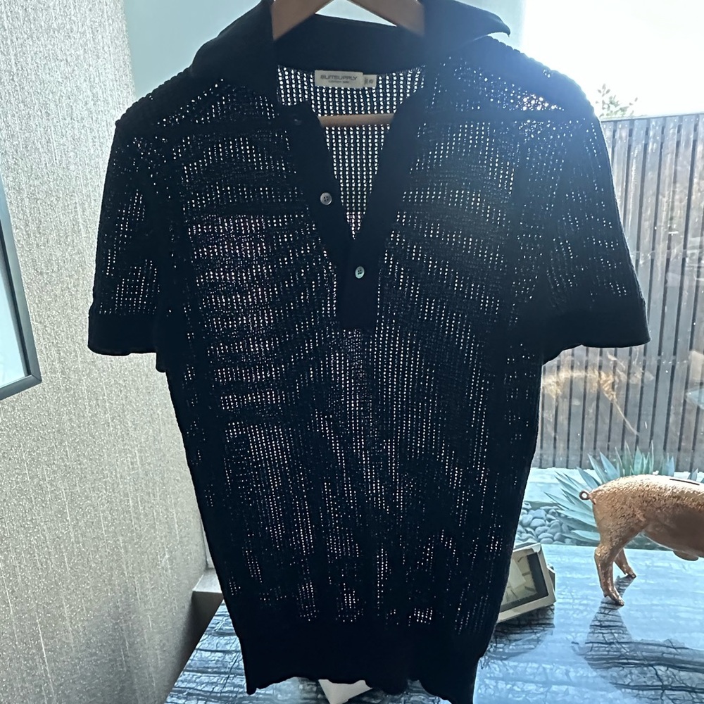 Suitsupply Black Textured Polo